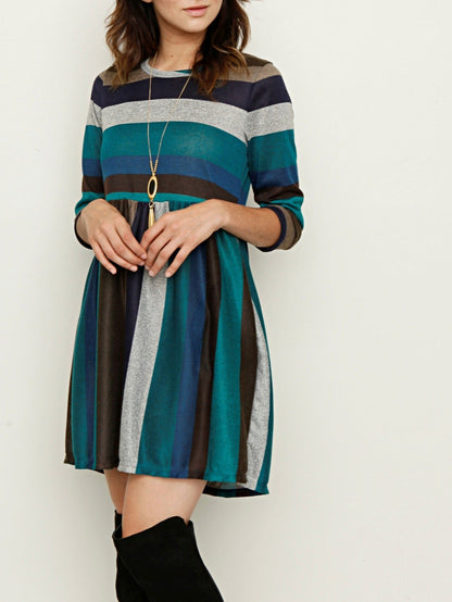 Women's Colorblock Knit Dress - Ruffle – Grey option – view 10