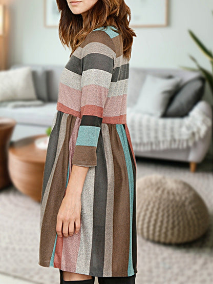 Women's Colorblock Knit Dress - Ruffle – Grey option – view 14