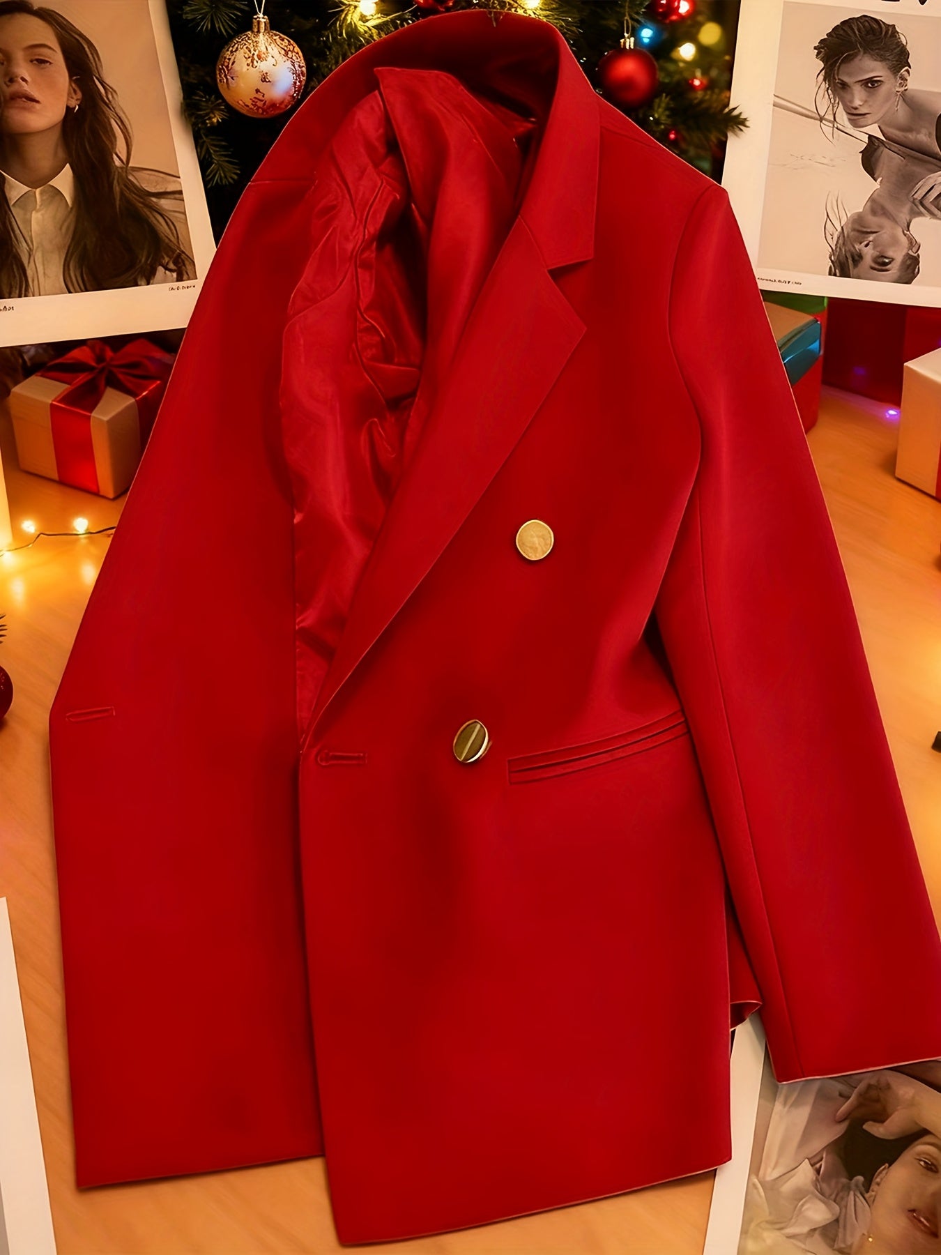 Women's Colorful Single-Breasted Blazer - Bright Solid Colors detail view