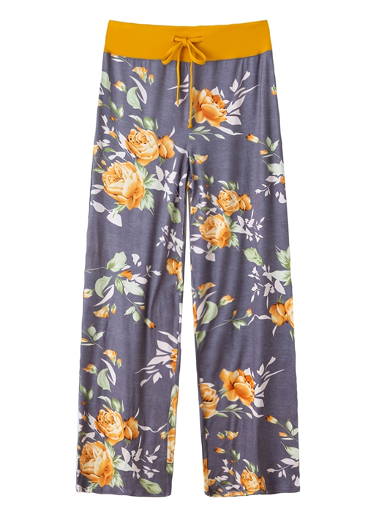 Women's Comfy Stretch Floral Print Drawstring Wide Leg Lounge Pant – view 6