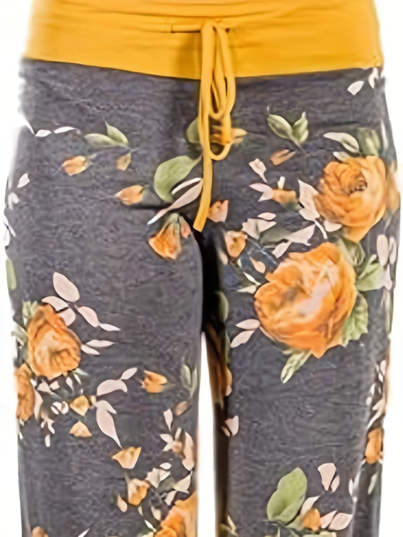 Women's Comfy Stretch Floral Print Drawstring Wide Leg Lounge Pant – view 7