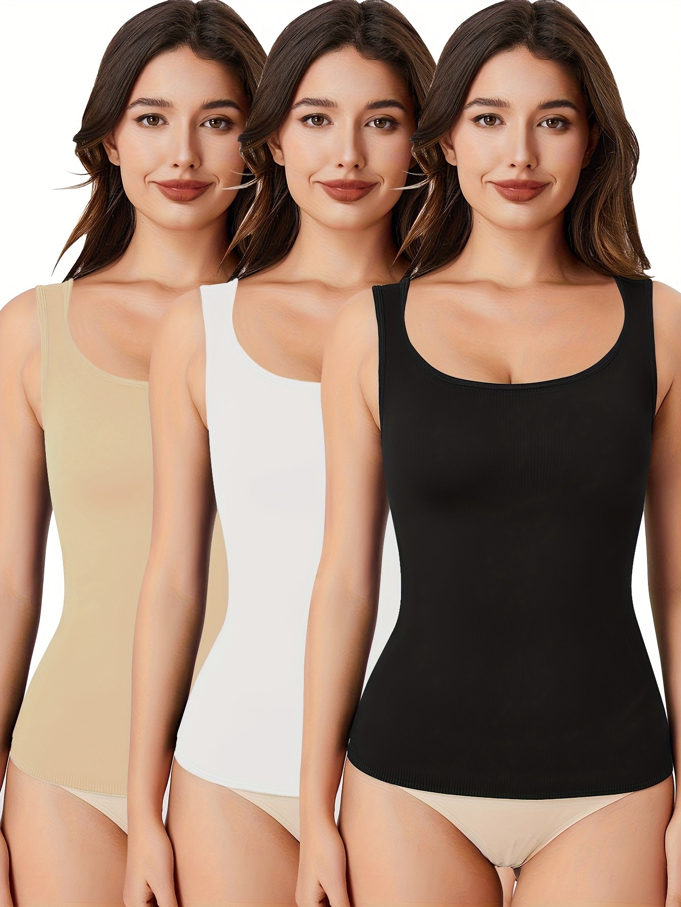 Women's Compression Shapewear Camisole - 3-Pack Seamless Tummy Control Tanks – main product image