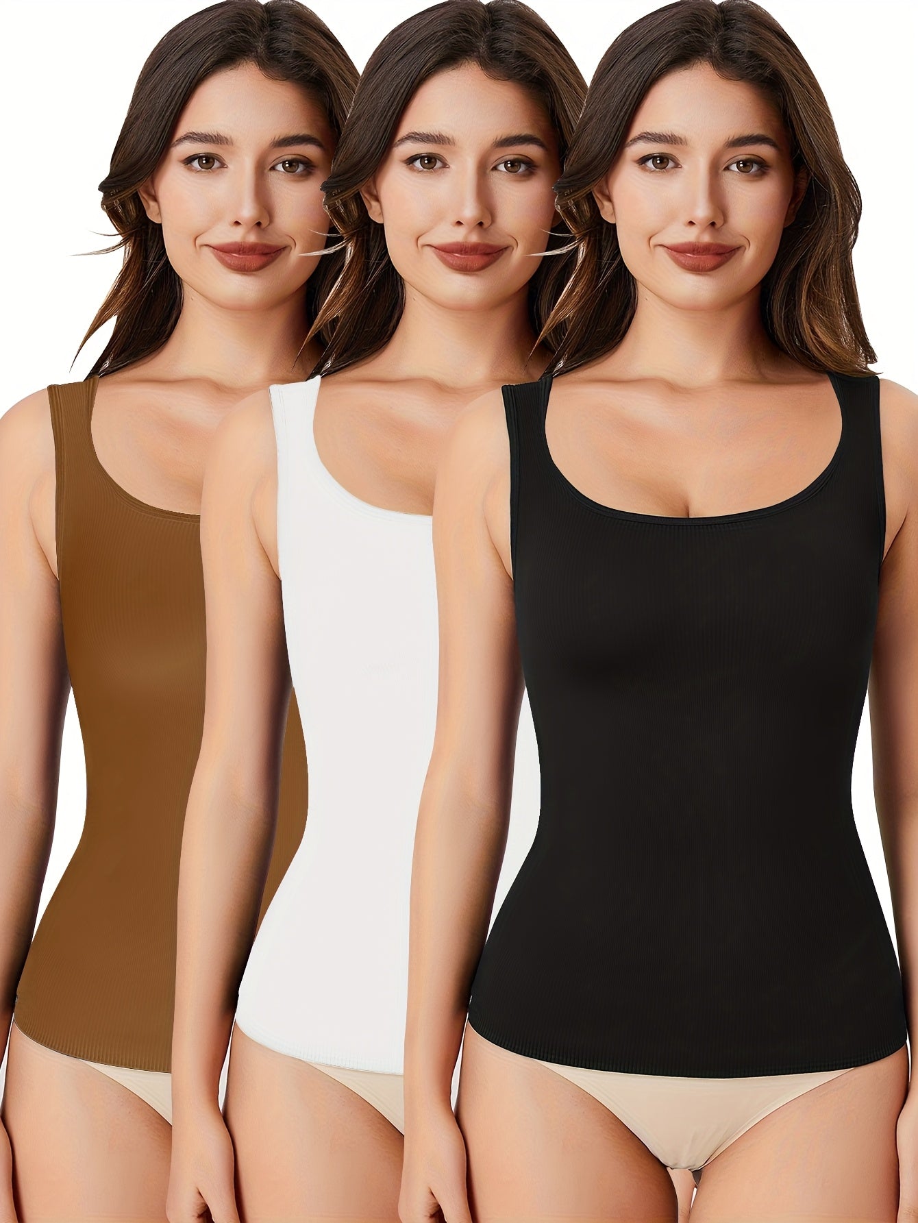 Women's Compression Shapewear Camisole - 3-Pack Seamless Tummy Control Tanks detail view