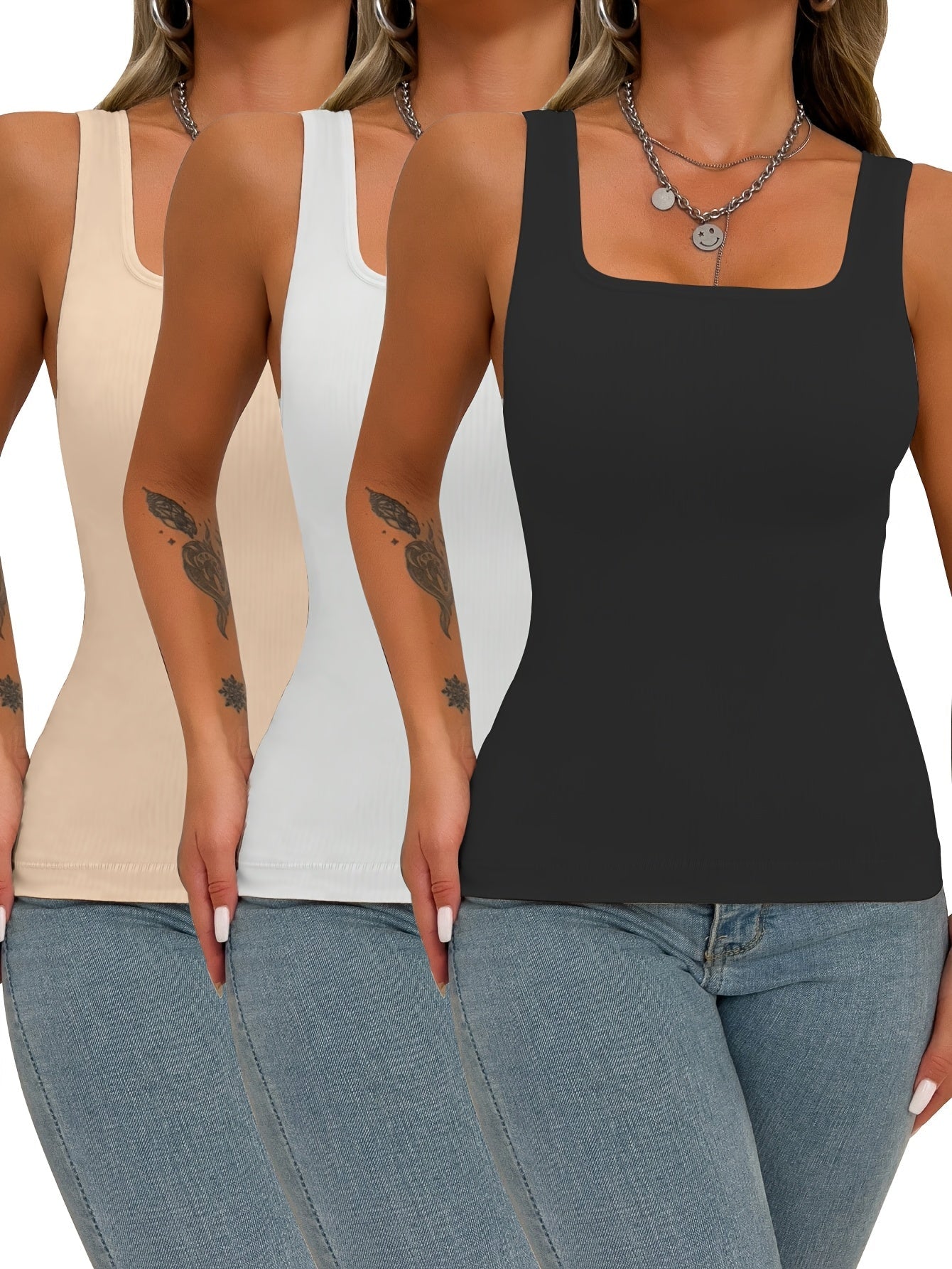 Women's Compression Shapewear Camisole - 3-Pack Seamless Tummy Control Tanks detail view