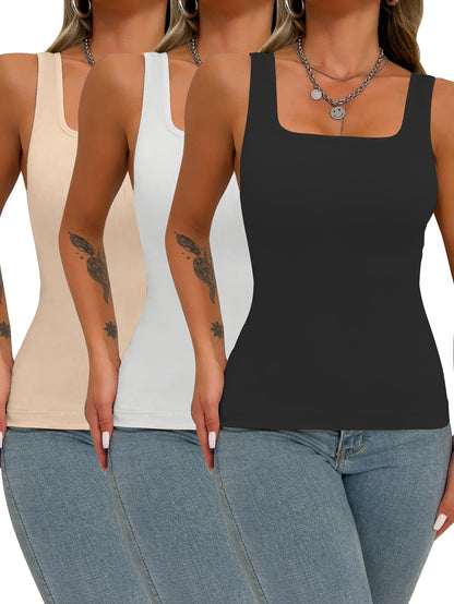 Women's Compression Shapewear Camisole - 3-Pack Seamless Tummy Control Tanks detail view