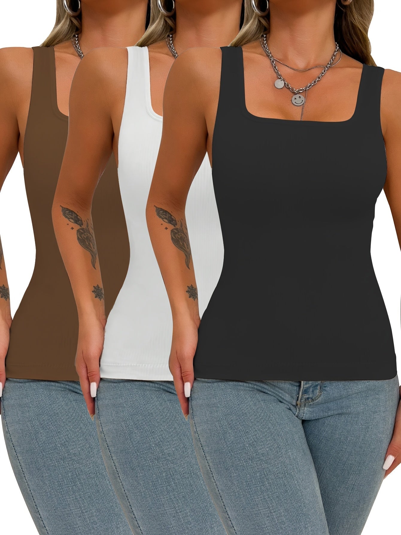 Women's Compression Shapewear Camisole - 3-Pack Seamless Tummy Control Tanks detail view