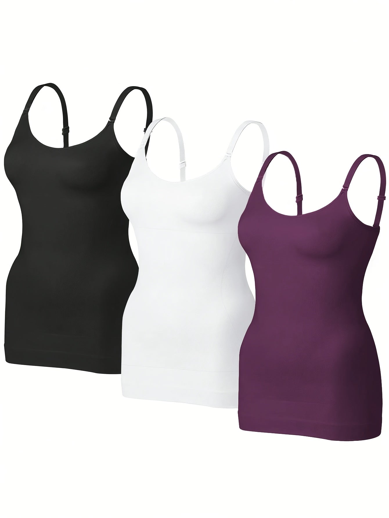 Women's Compression Shapewear Camisole - 3-Pack Seamless Tummy Control Tanks detail view