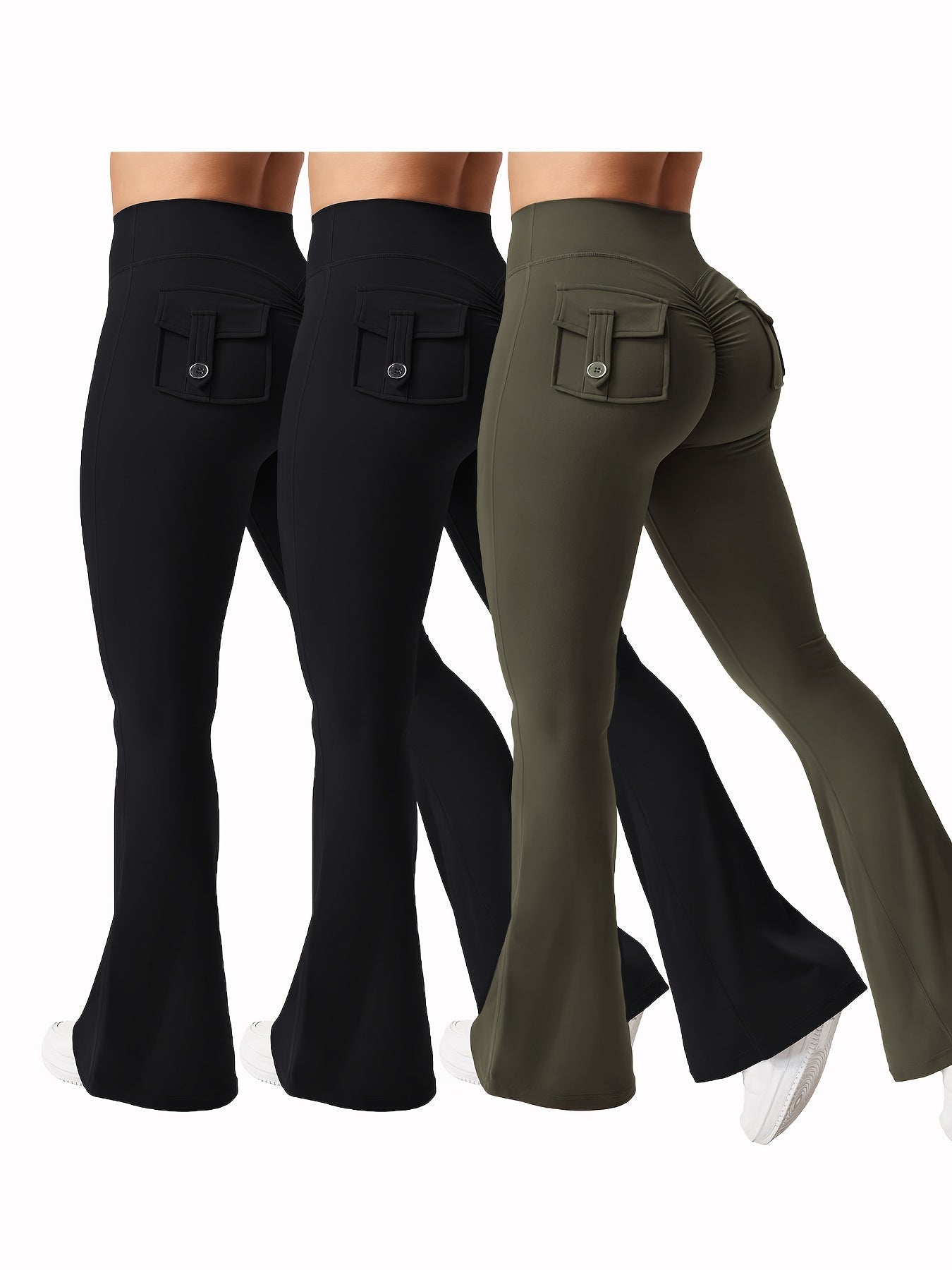 Women's Costume – Women's Black*3 Polyester High-Waist Cargo Leggings detail view