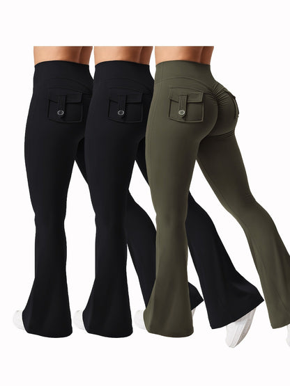 Women's Costume – Women's Black*3 Polyester High-Waist Cargo Leggings detail view