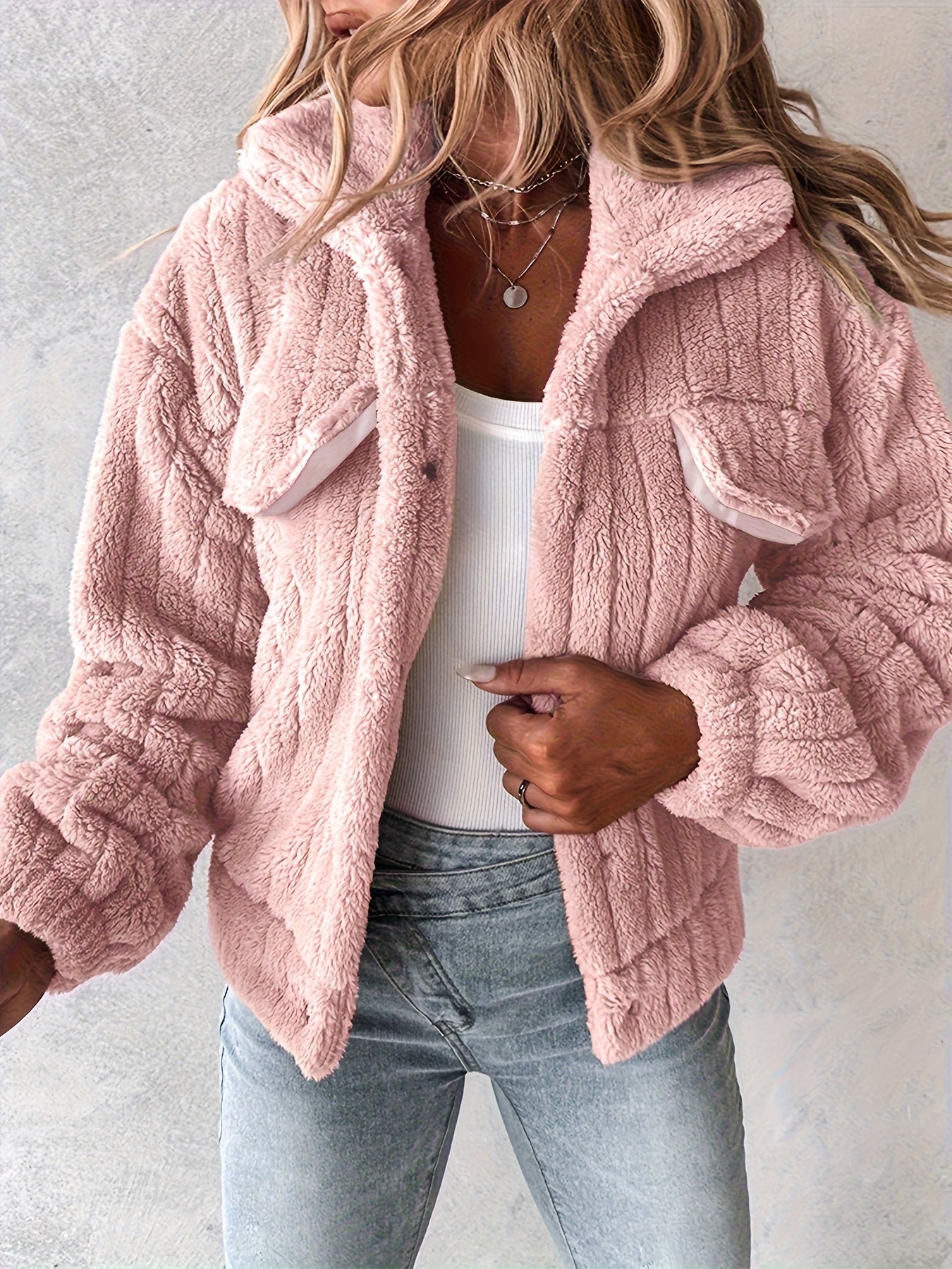 Women's Cozy Button-Front Blazer detail view
