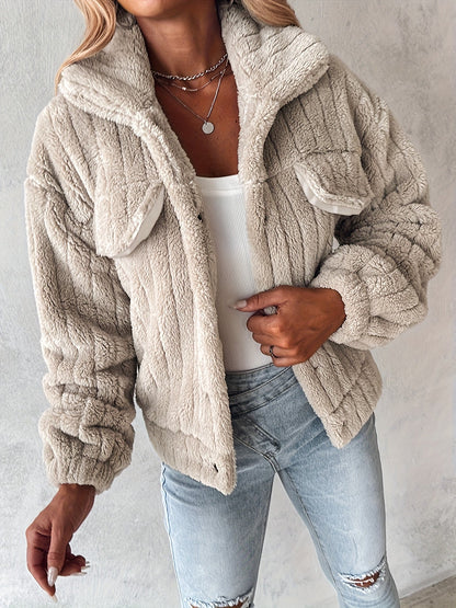 Women's Cozy Button-Front Blazer detail view
