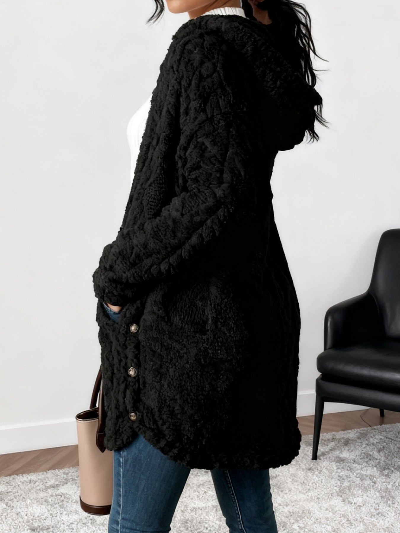 Women's Cozy Button-Front Cardigan detail view