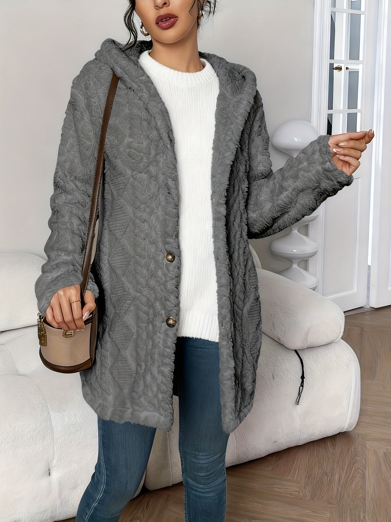 Women's Cozy Button-Front Cardigan detail view