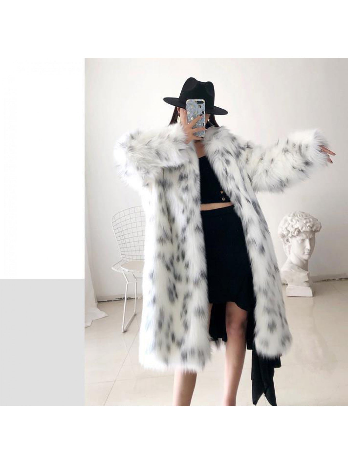 Women's Cozy Denim Leopard Print Jacket detail view