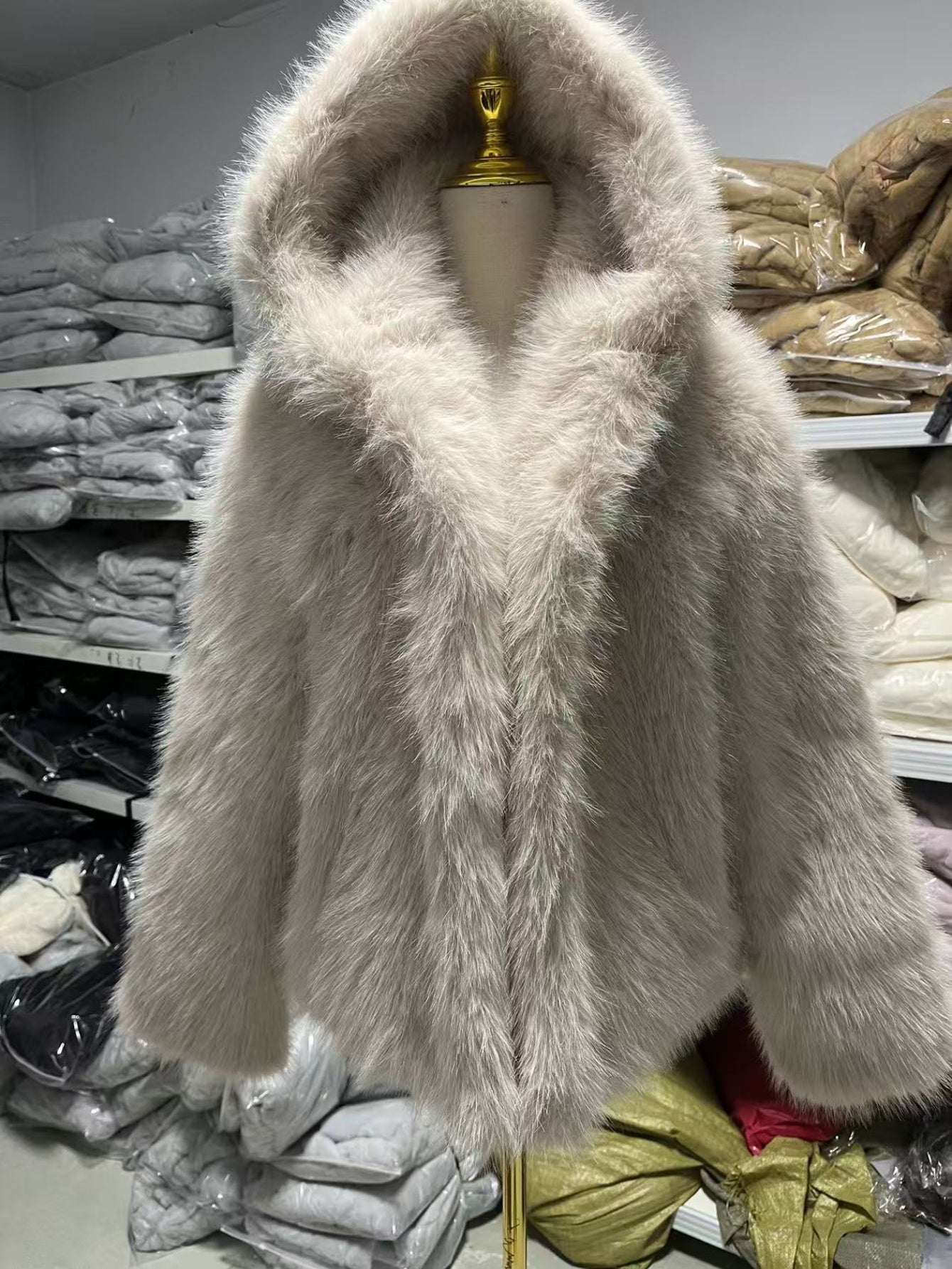 Women's Cozy Denim Pullover Coat detail view