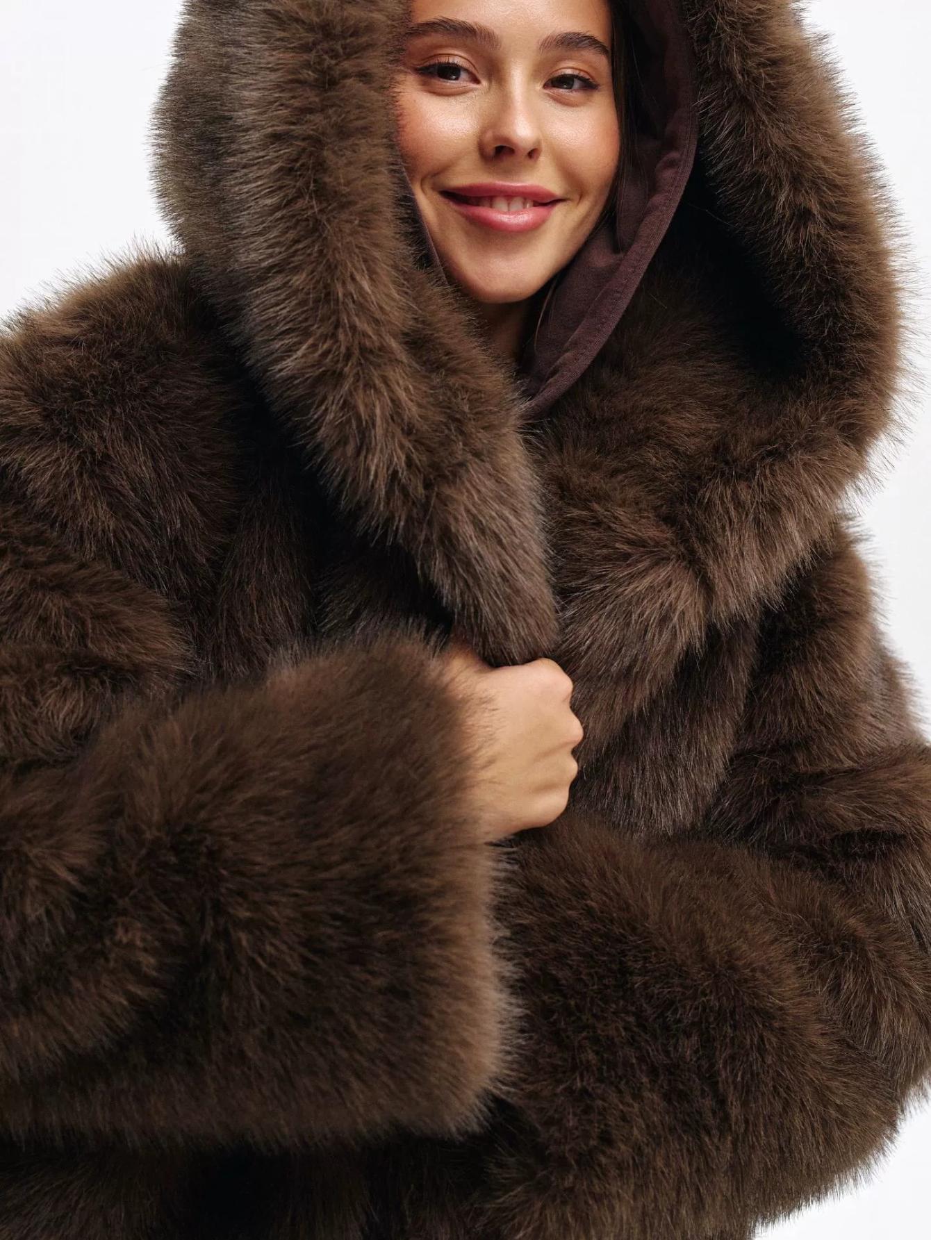 Women's Cozy Denim Pullover Coat detail view
