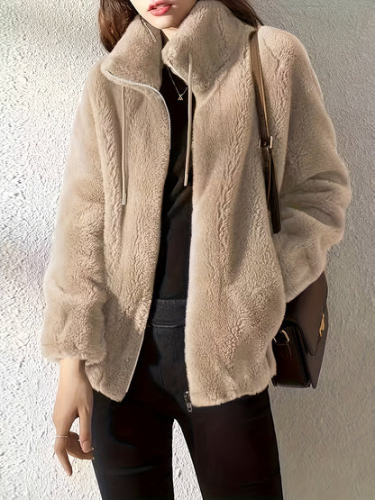 Women's Cozy Denim Zip-Up Coat – 4-Color Selection detail view