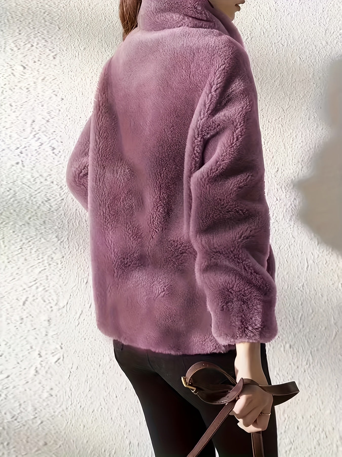 Women's Cozy Denim Zip-Up Coat – 4-Color Selection detail view