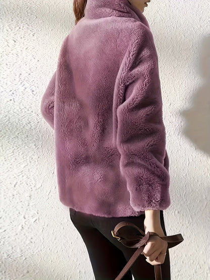 Women's Cozy Denim Zip-Up Coat – 4-Color Selection detail view