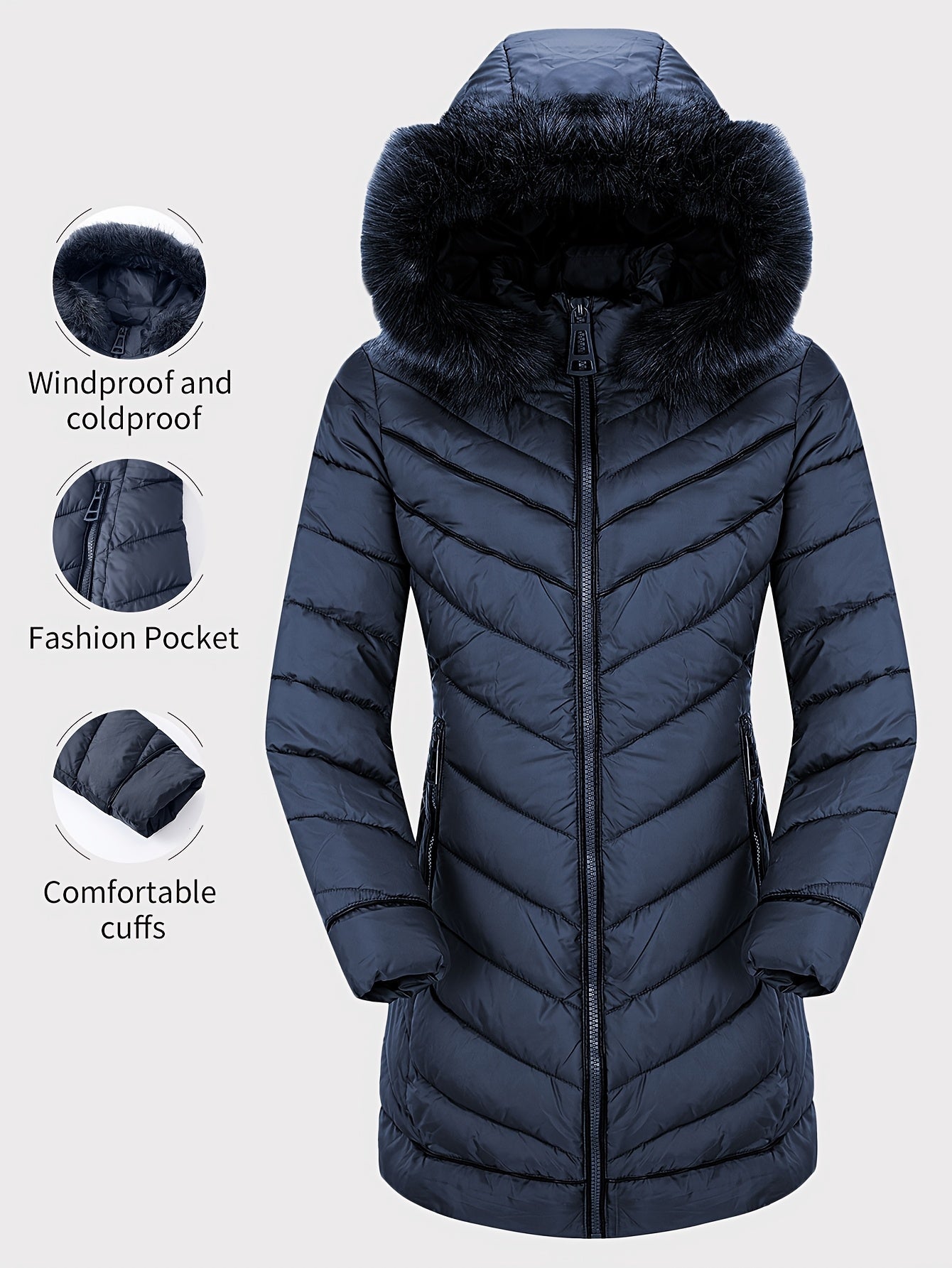 Women's Cozy Faux Fur Zip-Up Hoodie – main product image