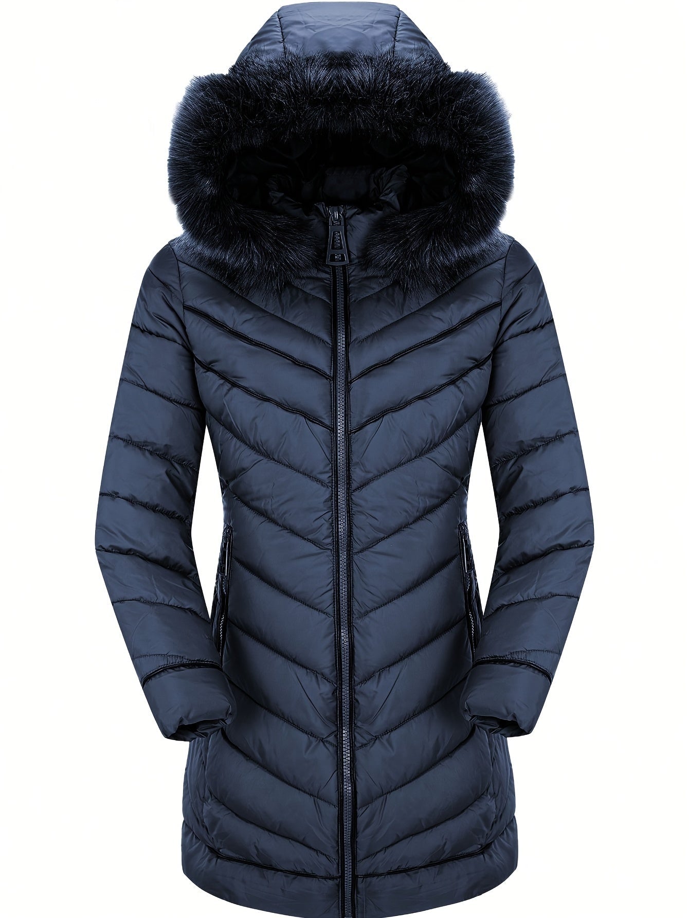 Women's Cozy Faux Fur Zip-Up Hoodie detail view