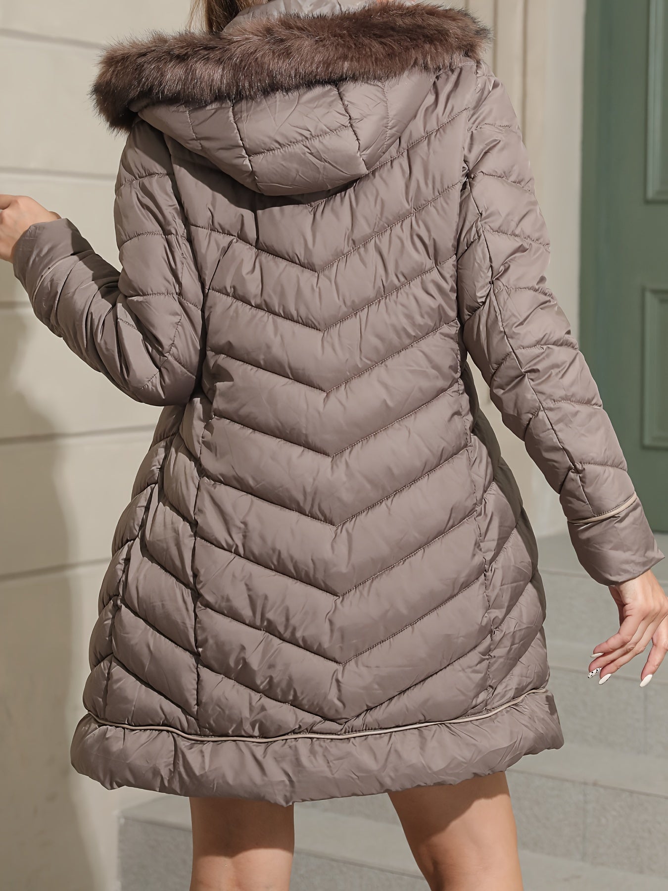 Women's Cozy Faux Fur Zip-Up Hoodie detail view