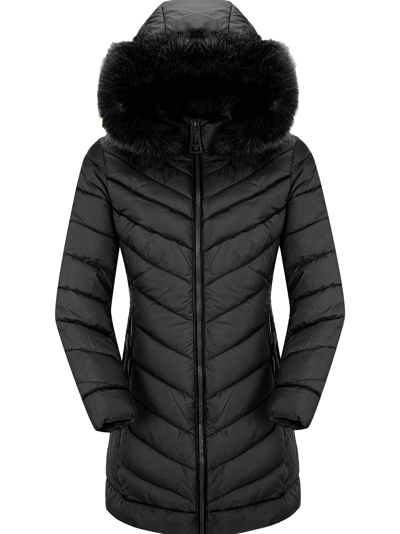 Women's Cozy Faux Fur Zip-Up Hoodie detail view