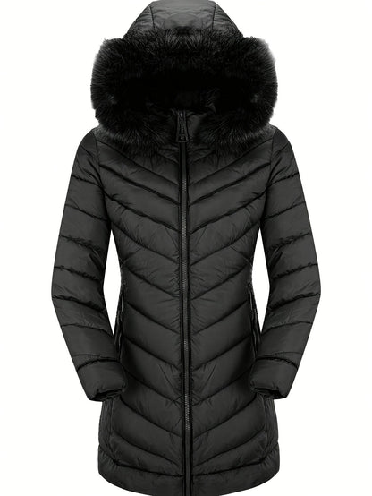 Women's Cozy Faux Fur Zip-Up Hoodie detail view