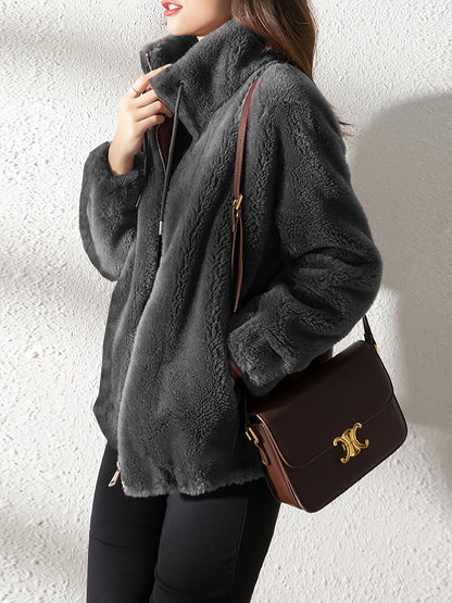 Women's Cozy Zip-Up Coat detail view