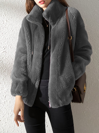 Women's Cozy Zip-Up Coat detail view