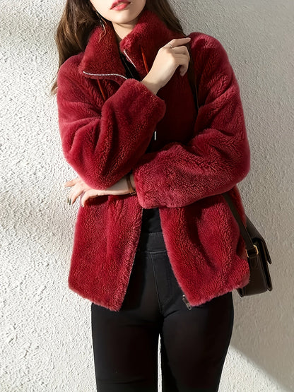 Women's Cozy Zip-Up Coat detail view