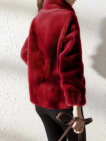 Women's Cozy Zip-Up Coat detail view