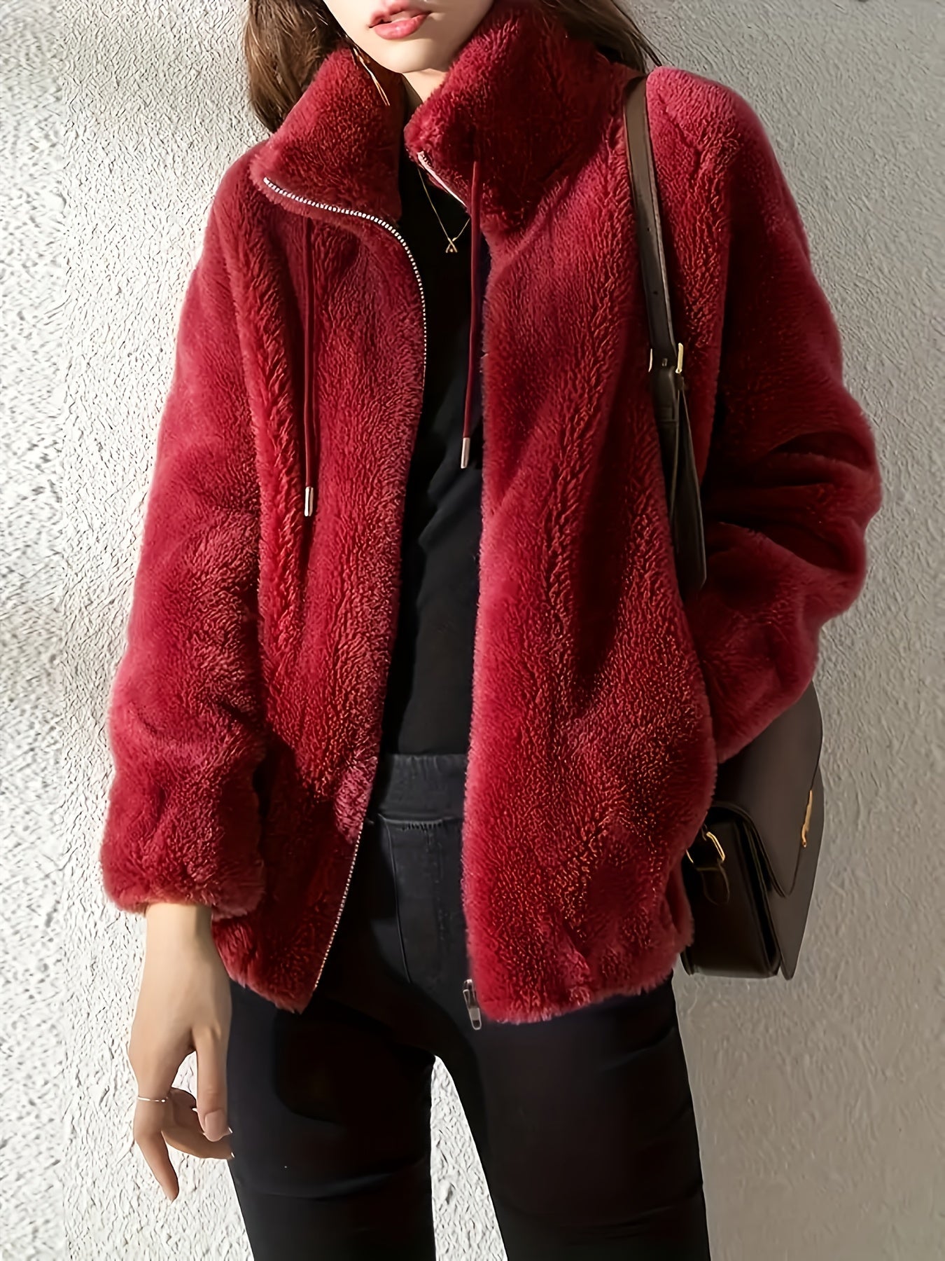Women's Cozy Zip-Up Coat – Grey option – view 2