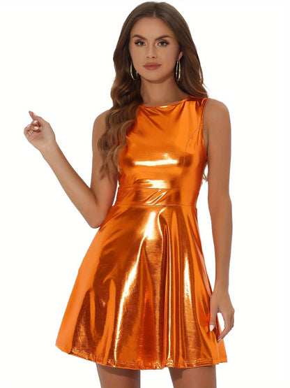 Women's Crew Neck A-Line Dress - Sleeveless detail view