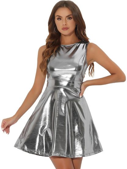 Women's Crew Neck A-Line Dress - Sleeveless detail view