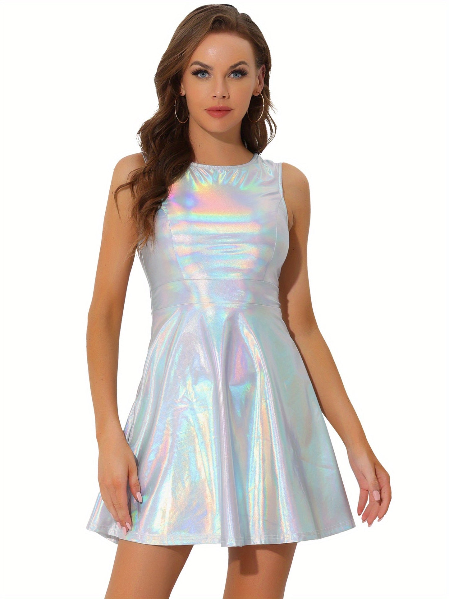 Women's Crew Neck A-Line Dress - Sleeveless – Pink option – view 5