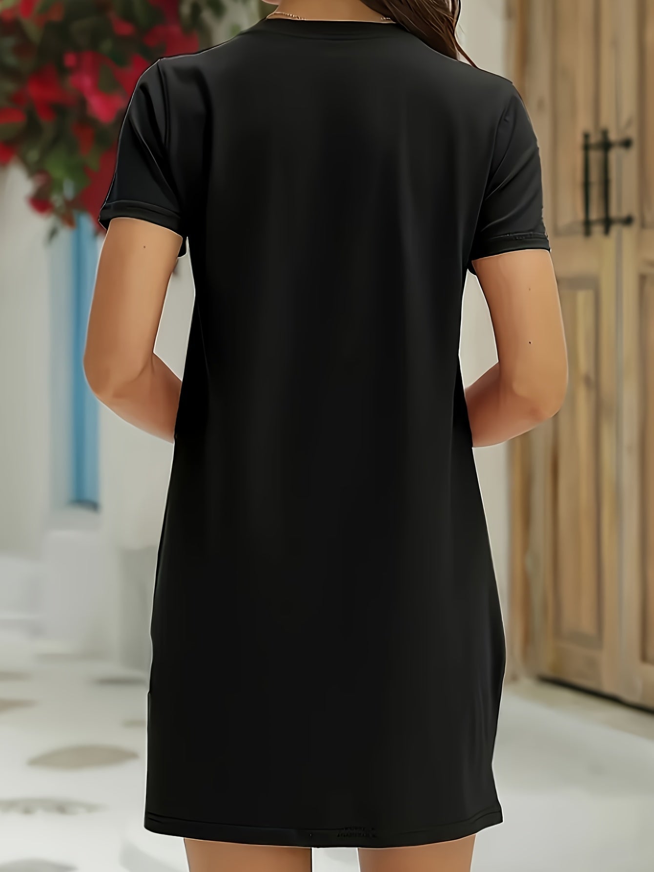 Women's Crew Neck Knit Dress - Belted detail view