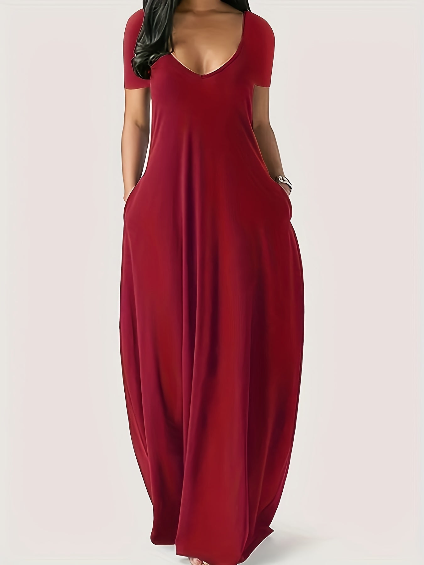 Women's Crew Neck Maxi Casual Dress – Long Sleeve detail view