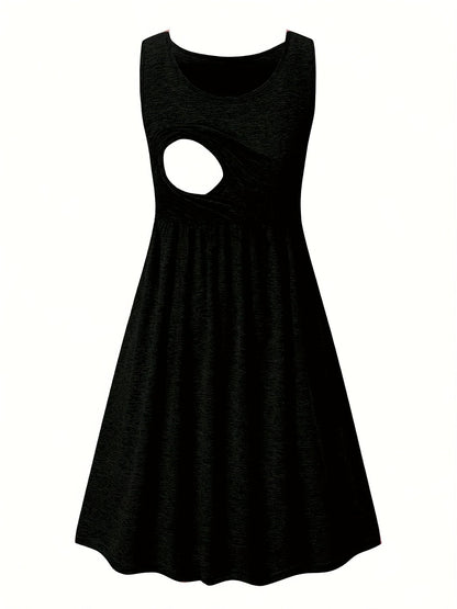 Women's Crimson A-Line Dress - Sleeveless – view 4