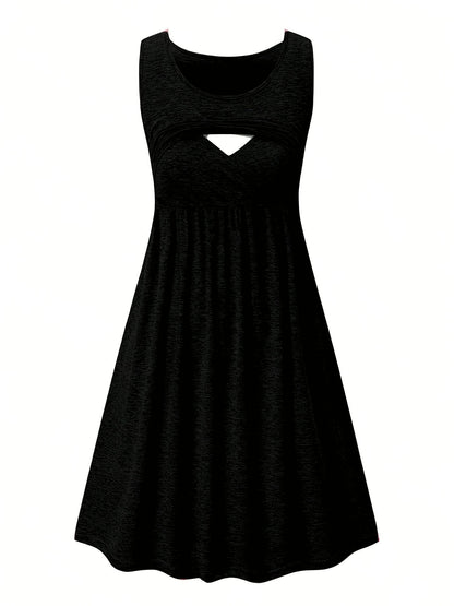 Women's Crimson A-Line Dress - Sleeveless detail view