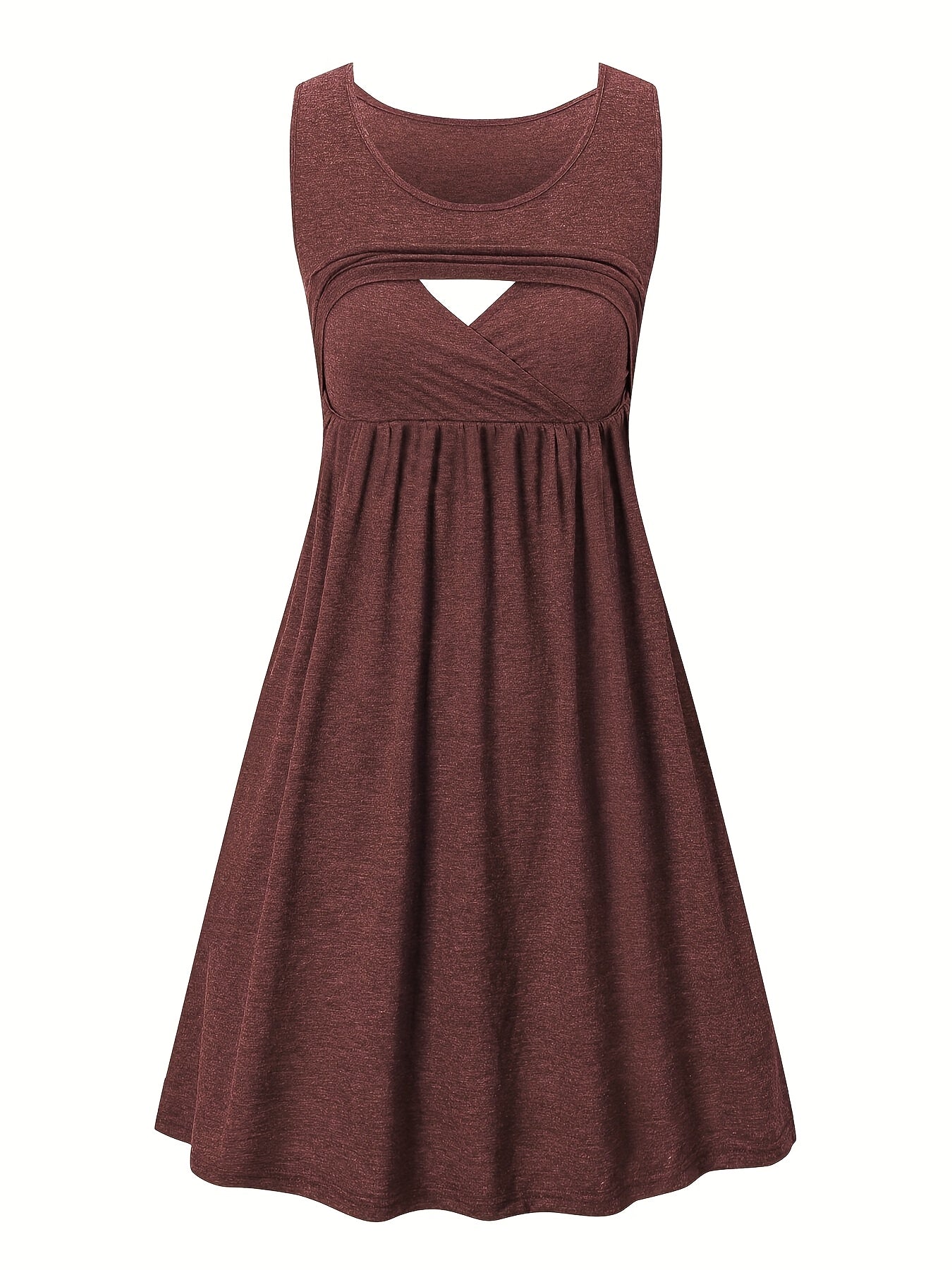 Women's Crimson A-Line Dress - Sleeveless detail view