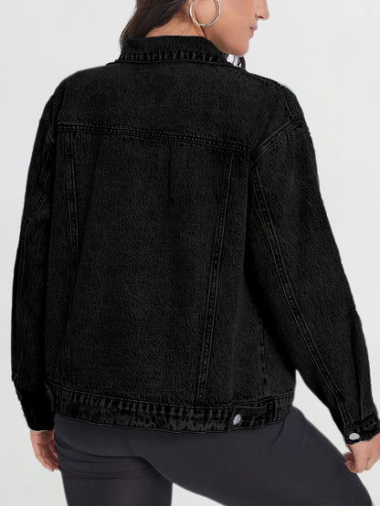 Women's Cropped Denim Button-Front Jacket – Black / 5-Variant Selection – view 2