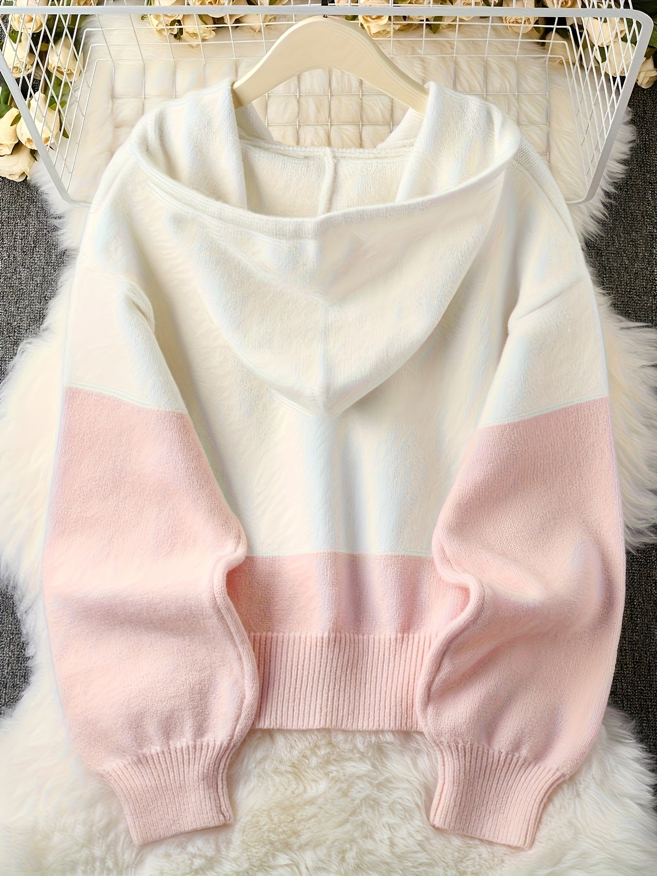 Women's Cropped Denim Colorblock Cardigan detail view