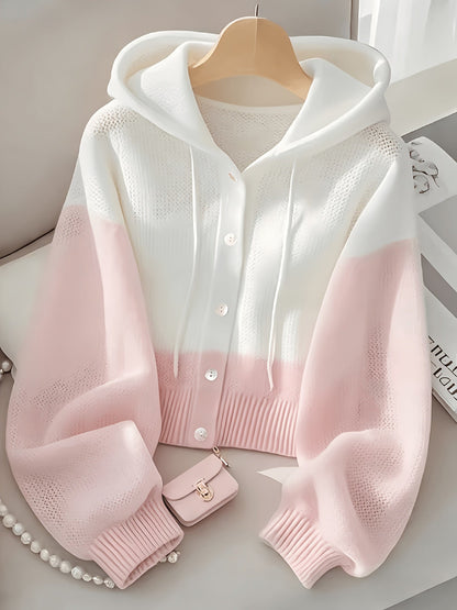 Women's Cropped Denim Colorblock Cardigan detail view