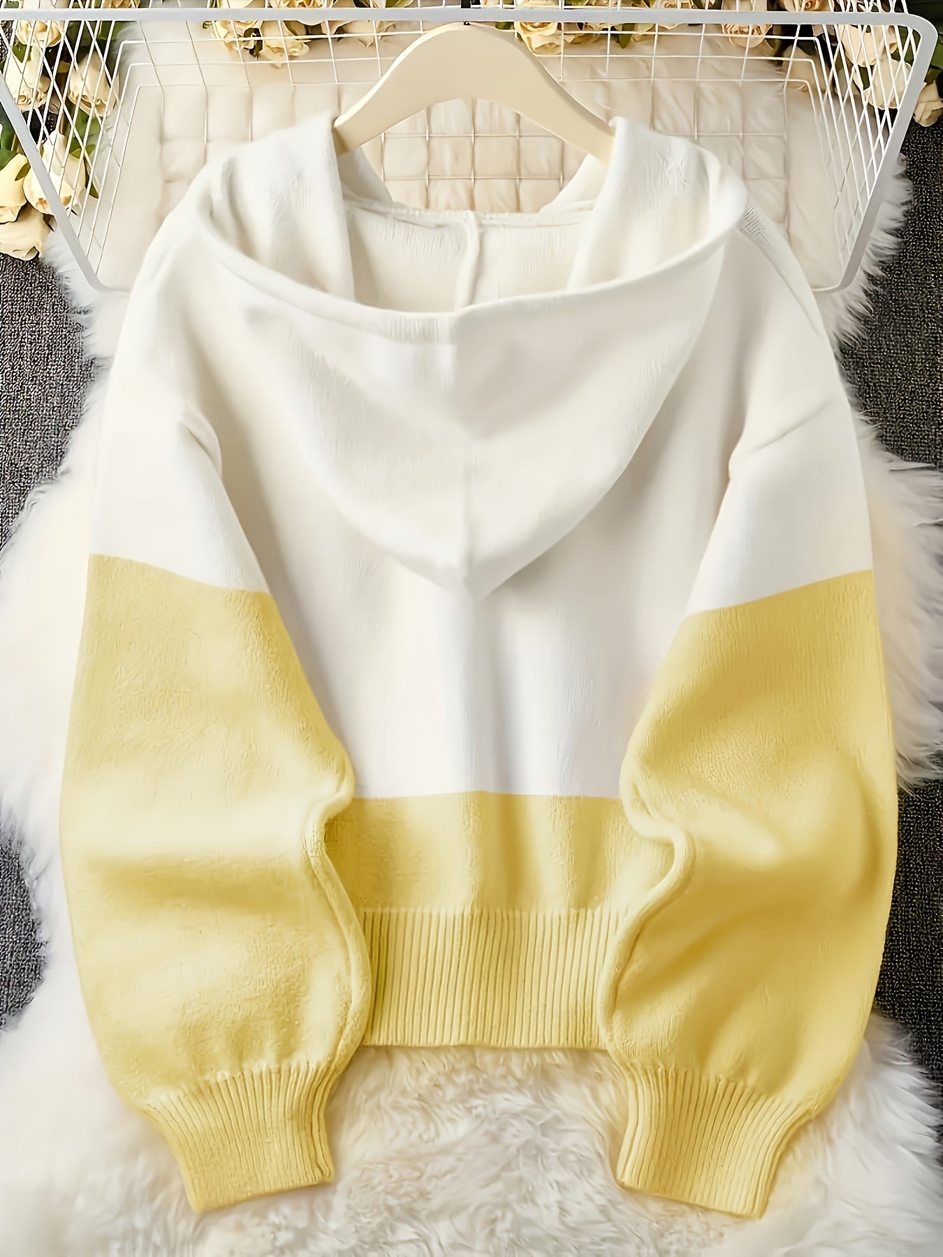Women's Cropped Denim Colorblock Cardigan detail view