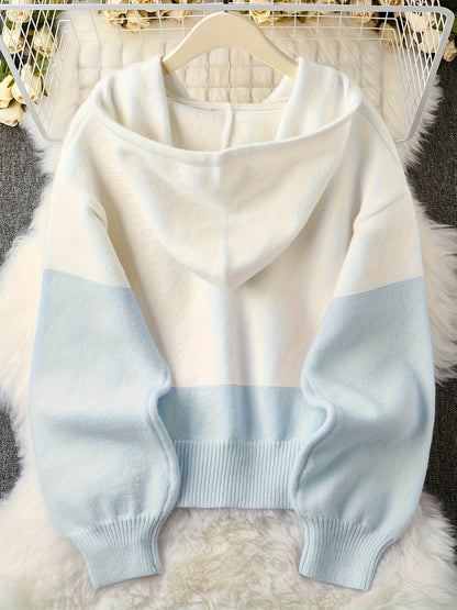 Women's Cropped Denim Colorblock Cardigan detail view