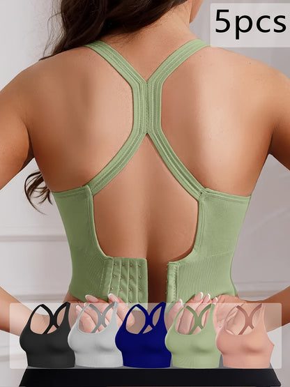Women's Cross-Back Sports Bra - 5-Pack Removable Pads, High Support – main product image