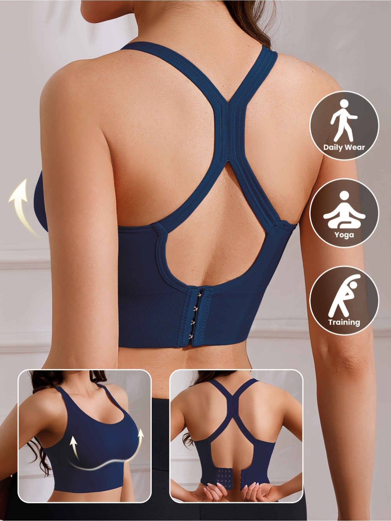 Women's Cross-Back Sports Bra - 5-Pack Removable Pads, High Support detail view