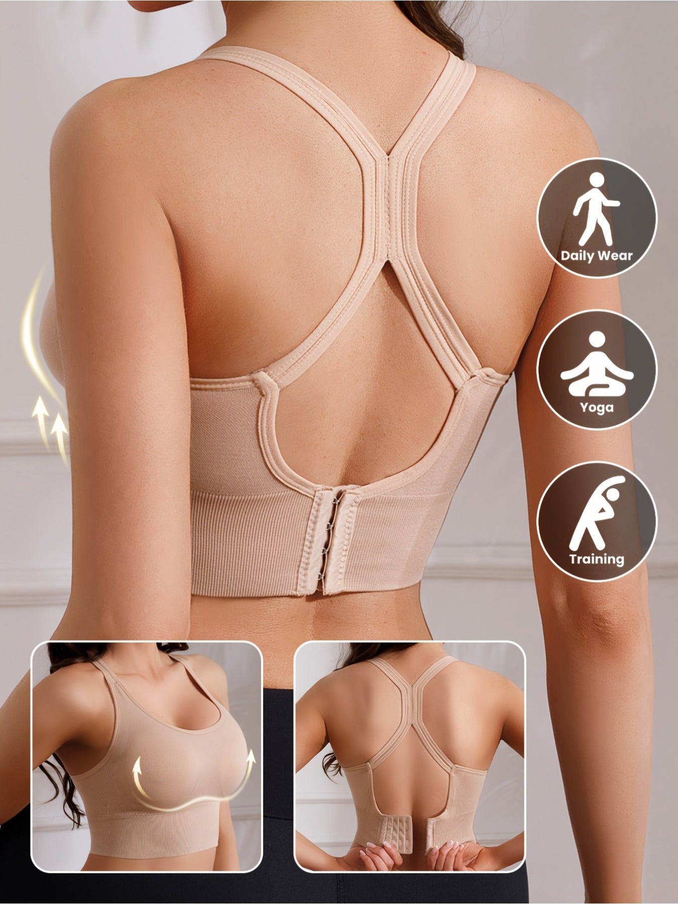 Women's Cross-Back Sports Bra - 5-Pack Removable Pads, High Support detail view