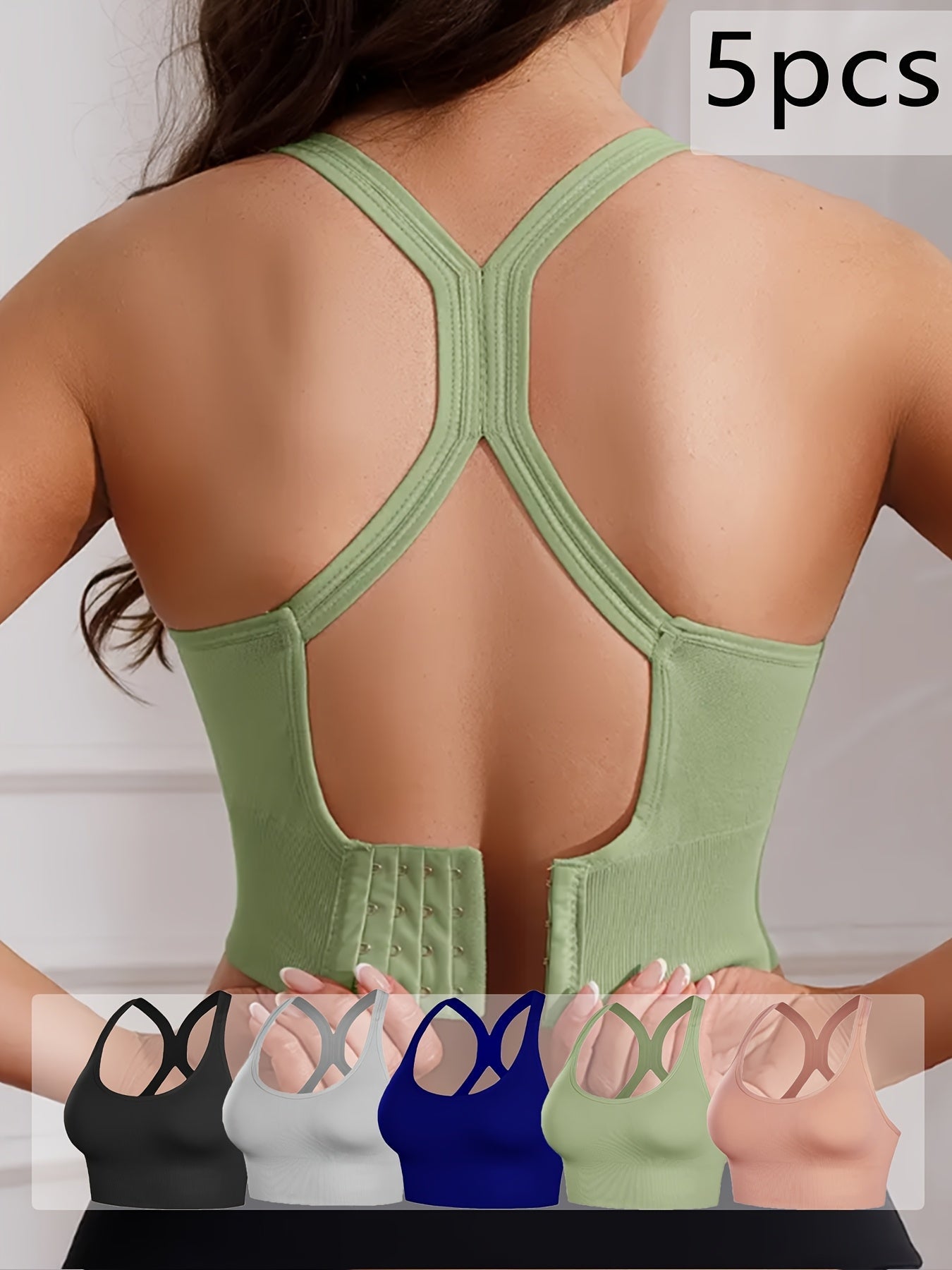 Women's Cross-Back Sports Bra - 5-Pack Removable Pads, High Support detail view